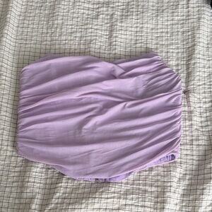 Amazon Lavender Strapless Ruched Crop Top